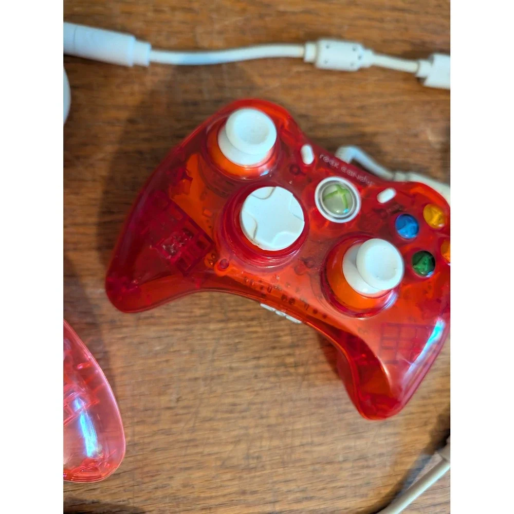 Lot of 2 PDP Rock Candy Xbox 360 Wired Controllers Red Pink PC Tested WORKS